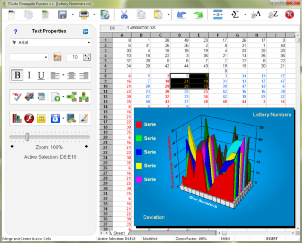 Screenshot of Pineapple Express Spreadsheet, the main spreadsheet application from our SSuite Lemon Juice productivity suite.
